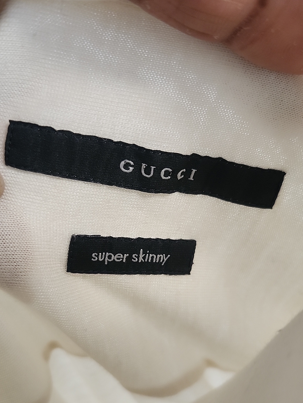 Gucci Men’s Ivory Silk Cotton Super Skinny Shirt Size 43 IT Made in Italy - Picture 2 of 11